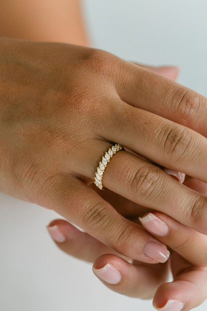 0.25 TCW Round Shaped Half Eternity Lab Grown Diamond Wedding Band