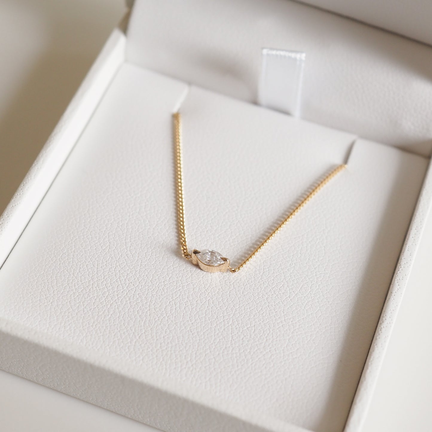 0.10 CT Marquise Shaped Solitaire Lab Grown Diamond Necklace