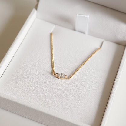 0.10 CT Marquise Shaped Solitaire Lab Grown Diamond Necklace