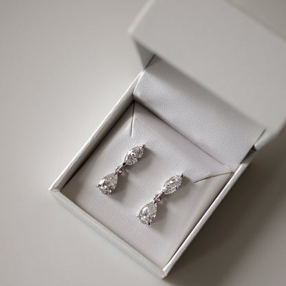 2.64 TCW Marquise & Pear Shaped Lab Grown Diamond Drop Earrings