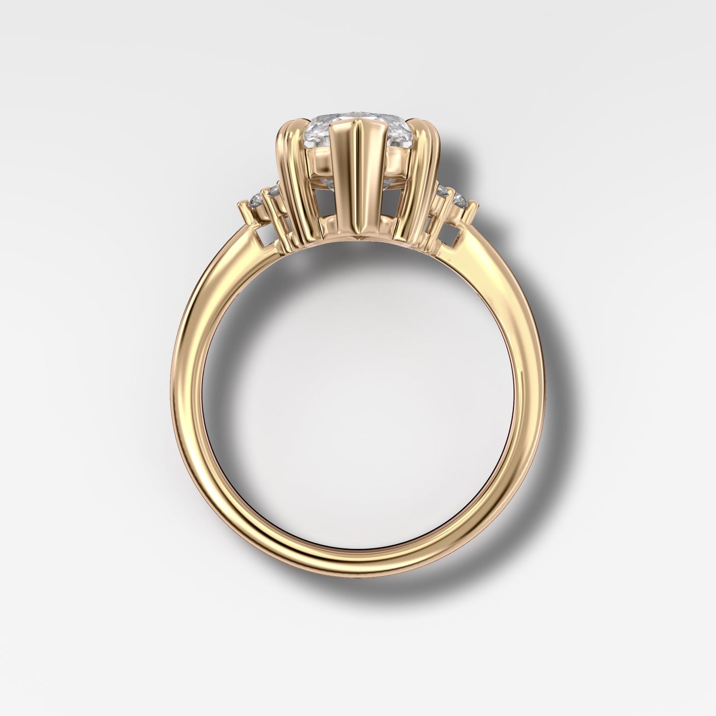 Marquise Shaped Three Stone Lab Grown Diamond Engagement Ring