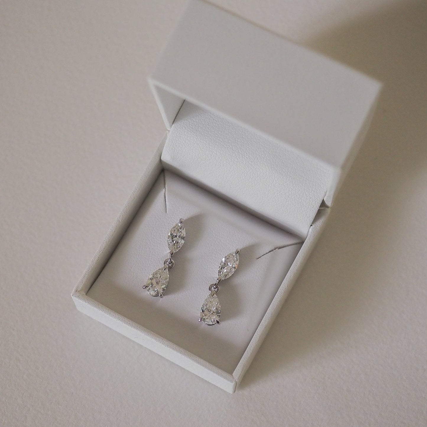 2.64 TCW Marquise & Pear Shaped Lab Grown Diamond Drop Earrings