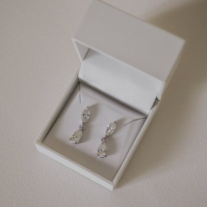 2.64 TCW Marquise & Pear Shaped Lab Grown Diamond Drop Earrings