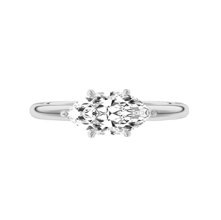 Marquise Shaped Three Stone Lab Grown Diamond Engagement Ring