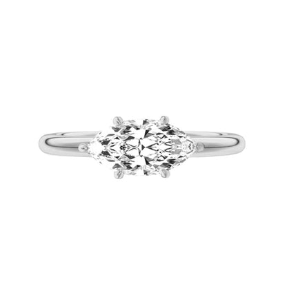 Marquise Shaped Three Stone Lab Grown Diamond Engagement Ring