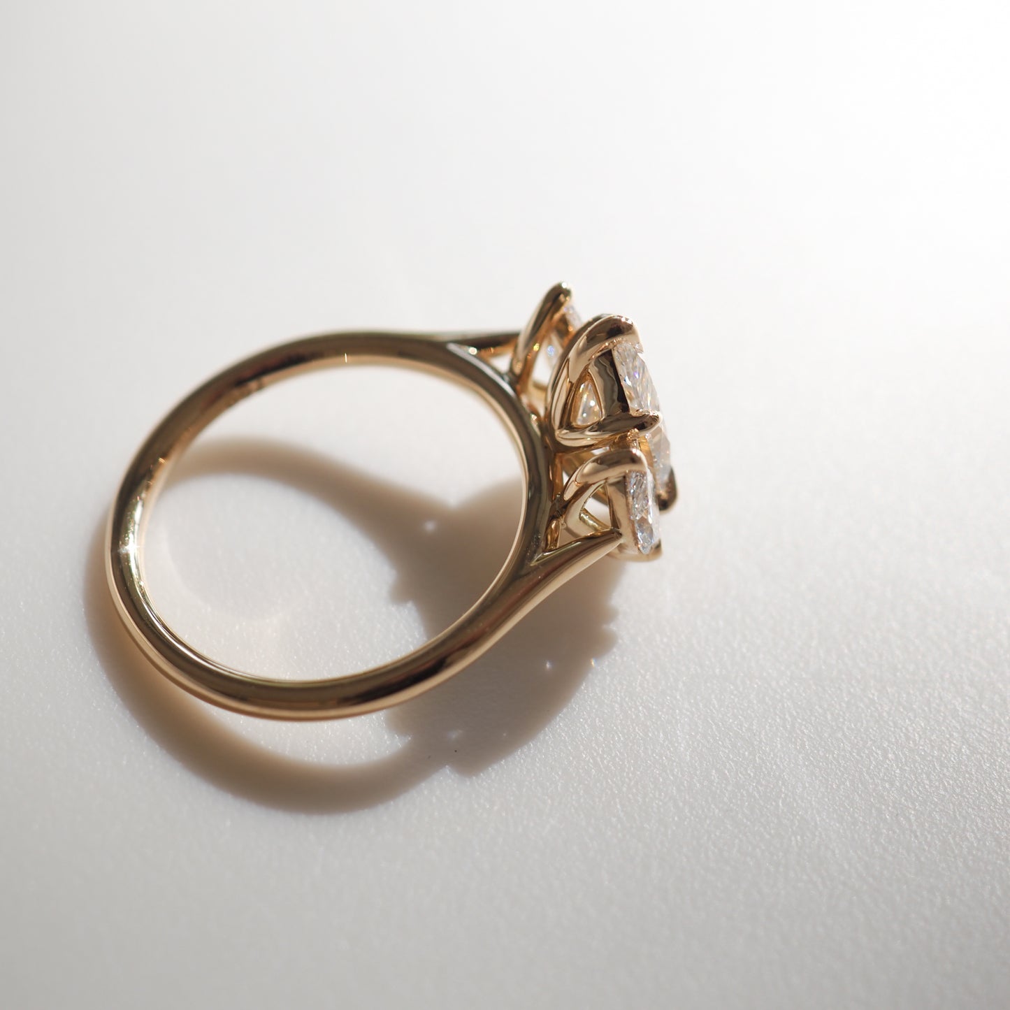 1.5 CT Marquise Cut Three Stones Lab Grown Diamond Engagement Ring