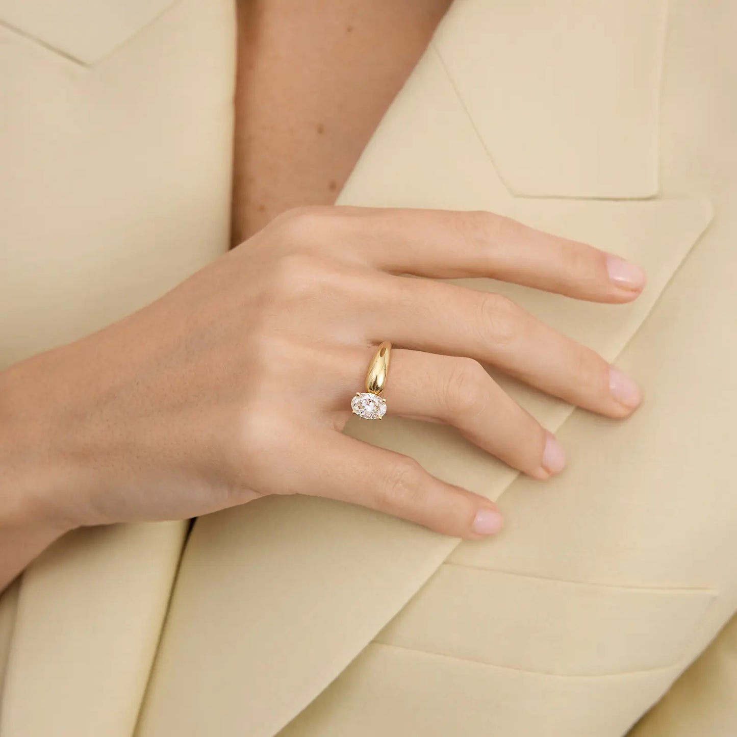 Timeless 1.4 CT Oval Cut Unique Solitaire Lab Grown Diamond Engagement Ring