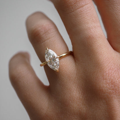 1 CT Marquise Shaped Solitaire Lab Grown Diamond Engagement Ring