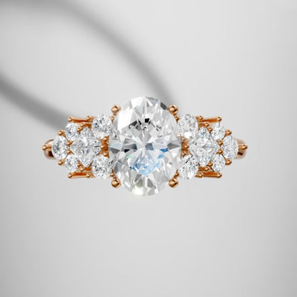 Marquise Shaped Three Stone Lab Grown Diamond Engagement Ring
