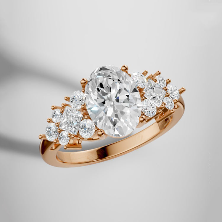 Marquise Shaped Three Stone Lab Grown Diamond Engagement Ring