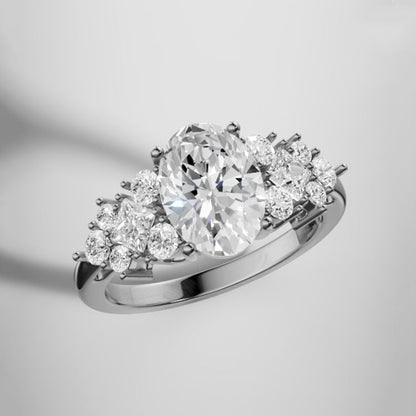 Marquise Shaped Three Stone Lab Grown Diamond Engagement Ring