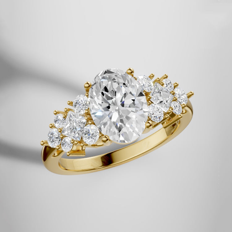 Marquise Shaped Three Stone Lab Grown Diamond Engagement Ring