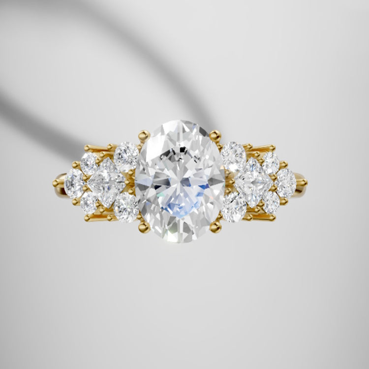 Marquise Shaped Three Stone Lab Grown Diamond Engagement Ring