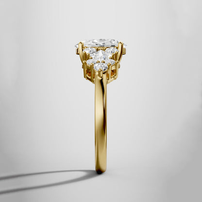 Marquise Shaped Three Stone Lab Grown Diamond Engagement Ring