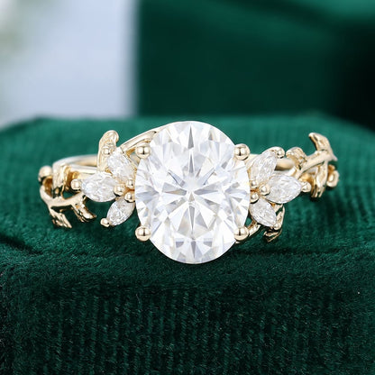 2.7 CT Oval Shaped Floral Lab Grown Diamond Engagement Ring