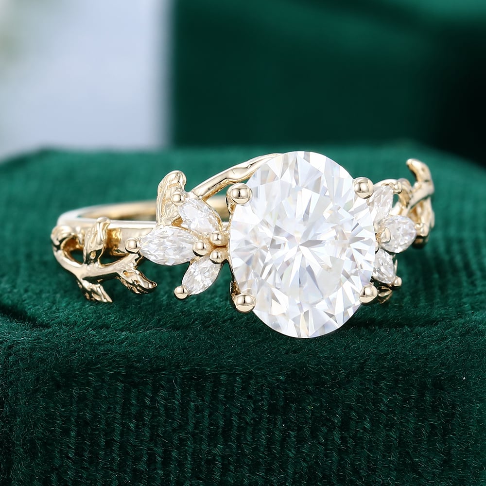 2.7 CT Oval Shaped Floral Lab Grown Diamond Engagement Ring