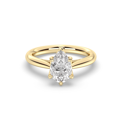 Marquise Shaped Three Stone Lab Grown Diamond Engagement Ring