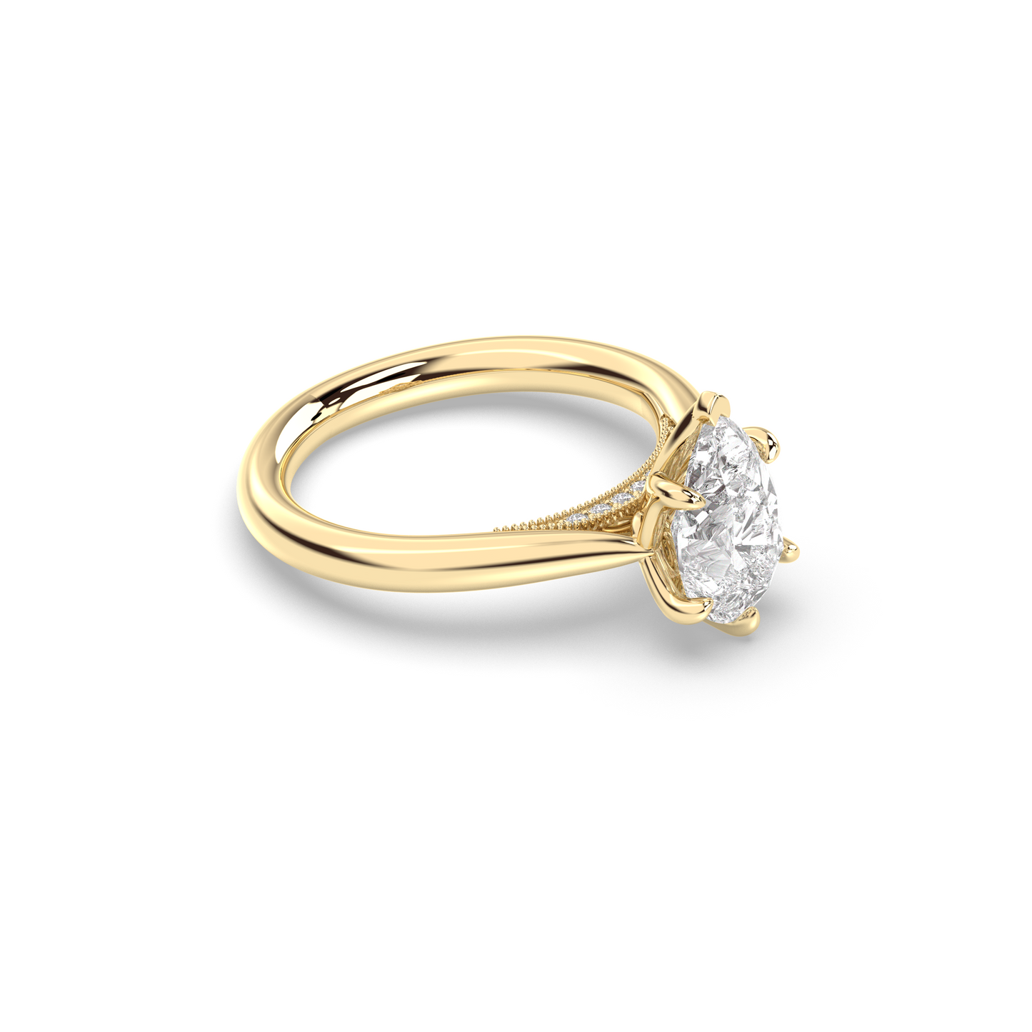 Marquise Shaped Three Stone Lab Grown Diamond Engagement Ring