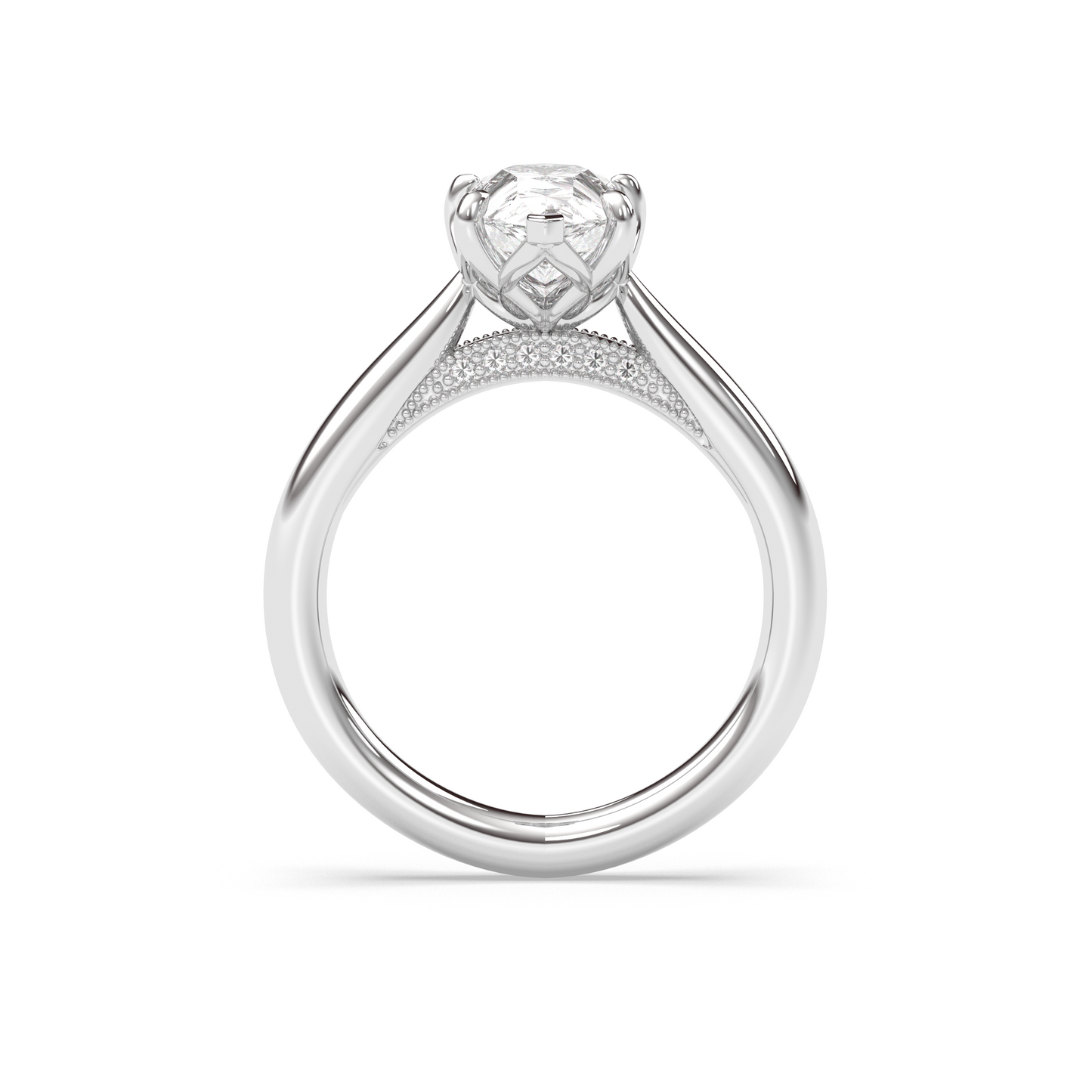 Marquise Shaped Three Stone Lab Grown Diamond Engagement Ring