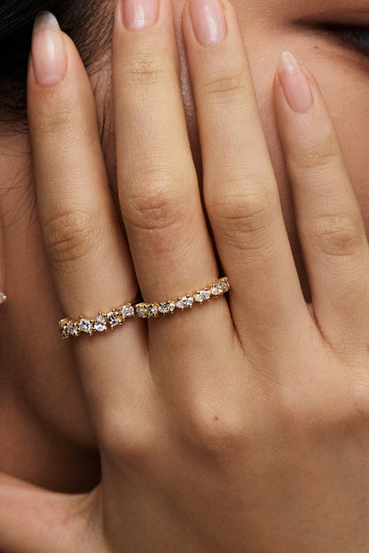 0.25 TCW Round Shaped Half Eternity Lab Grown Diamond Wedding Band