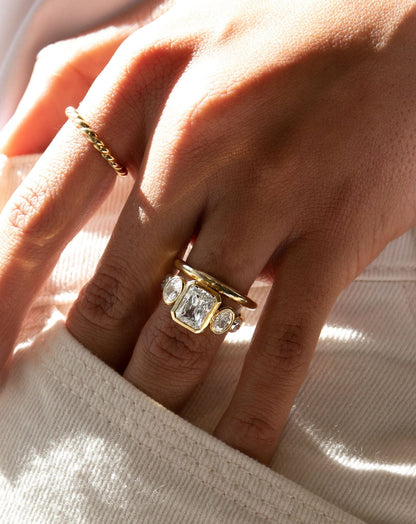 Emerald Pave Engagement Ring – 1 CT Lab Grown Diamond