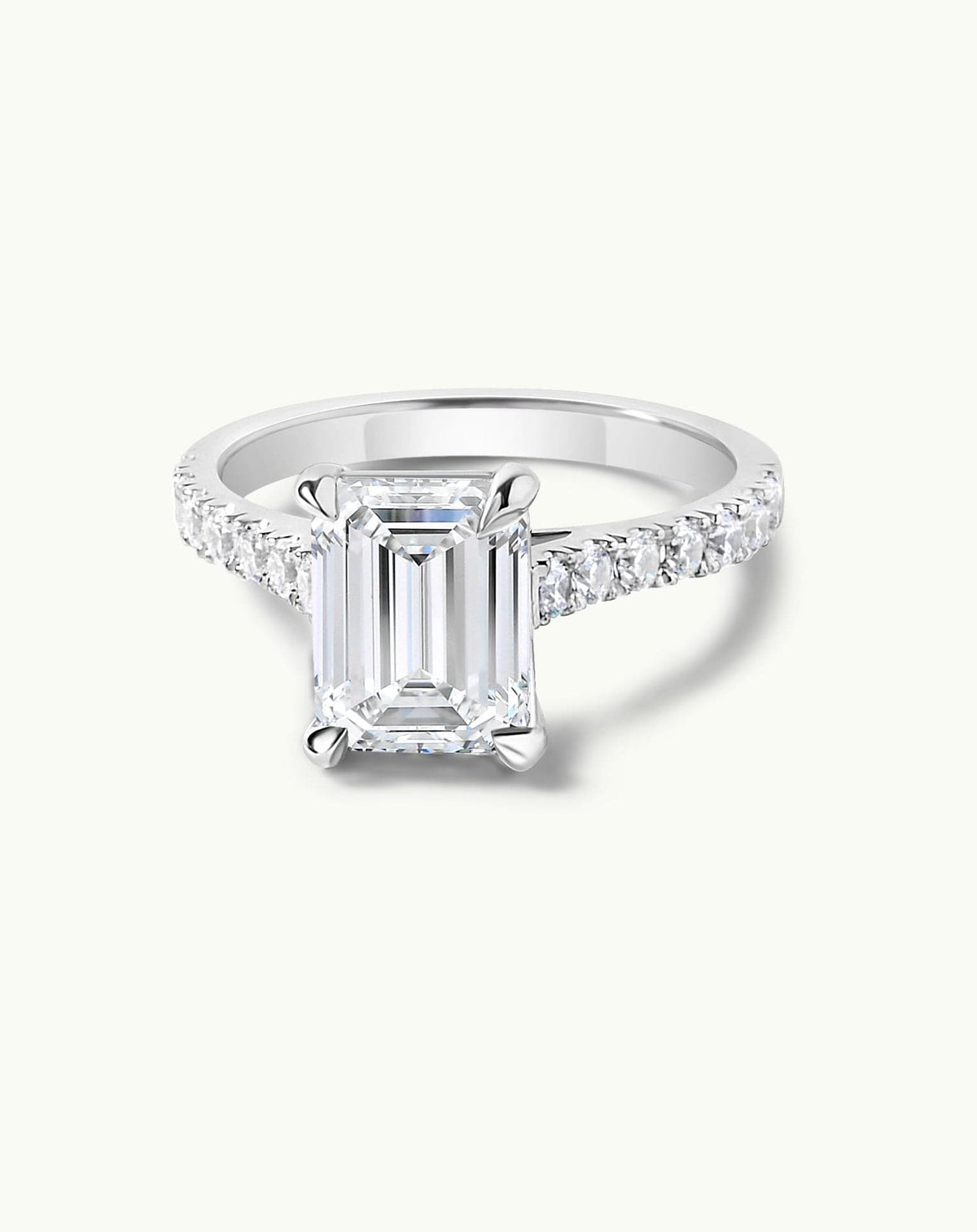 Emerald Pave Engagement Ring – 1 CT Lab Grown Diamond