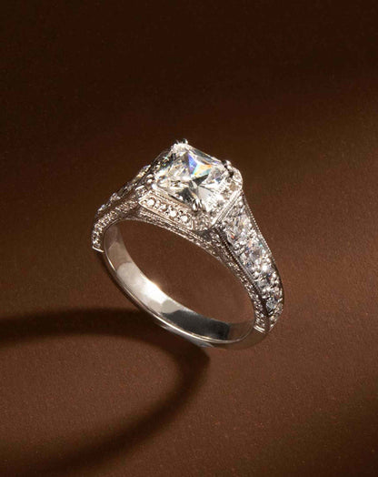 Emerald Pave Engagement Ring – 1 CT Lab Grown Diamond