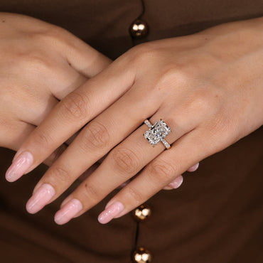 Cushion Hidden Halo Lab Grown Diamond Engagement Ring