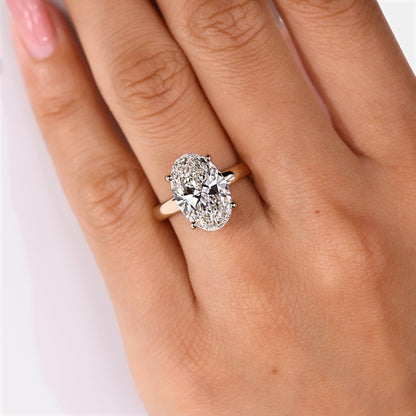 Cushion Hidden Halo Lab Grown Diamond Engagement Ring