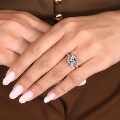 Cushion Hidden Halo Lab Grown Diamond Engagement Ring