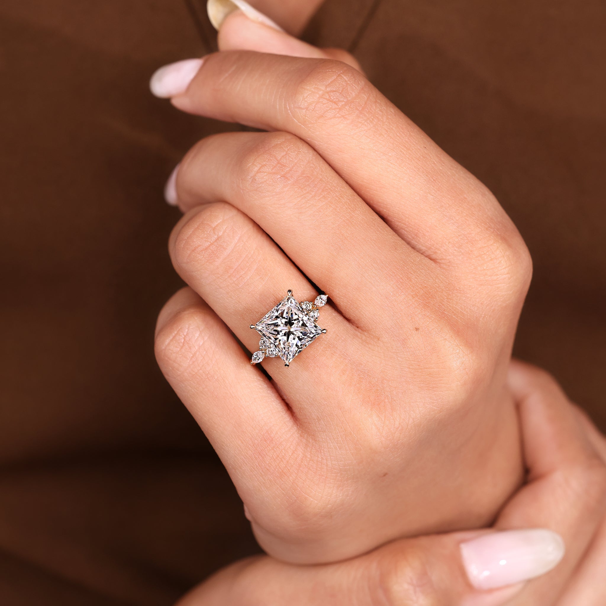Cushion Hidden Halo Lab Grown Diamond Engagement Ring