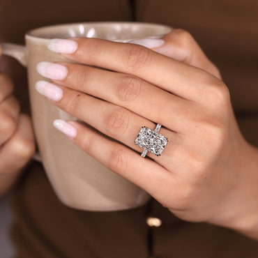 Cushion Hidden Halo Lab Grown Diamond Engagement Ring