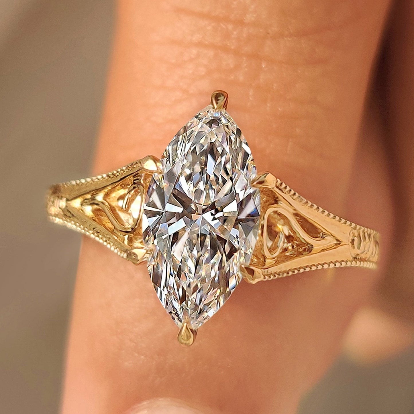 Cushion Hidden Halo Lab Grown Diamond Engagement Ring