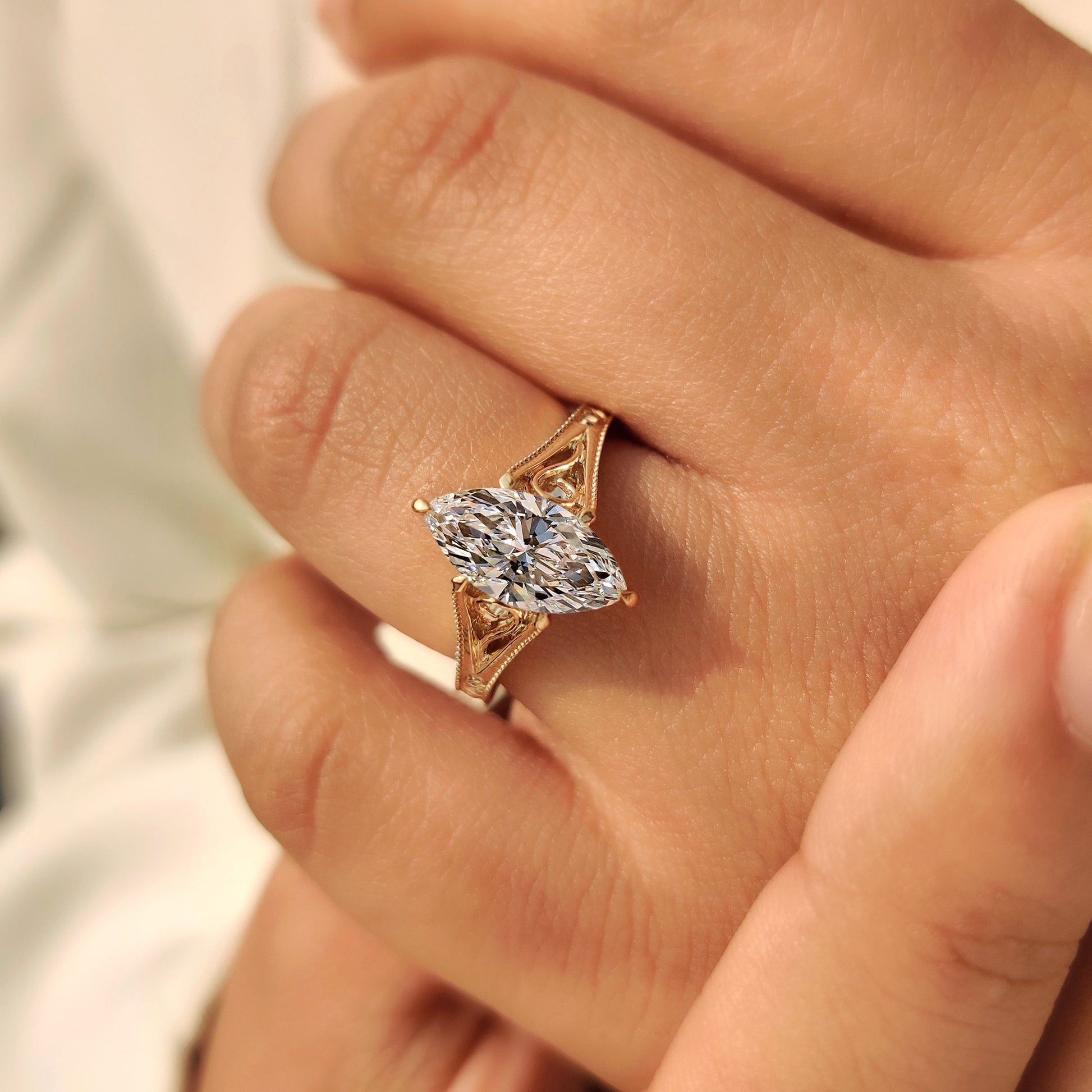 Cushion Hidden Halo Lab Grown Diamond Engagement Ring