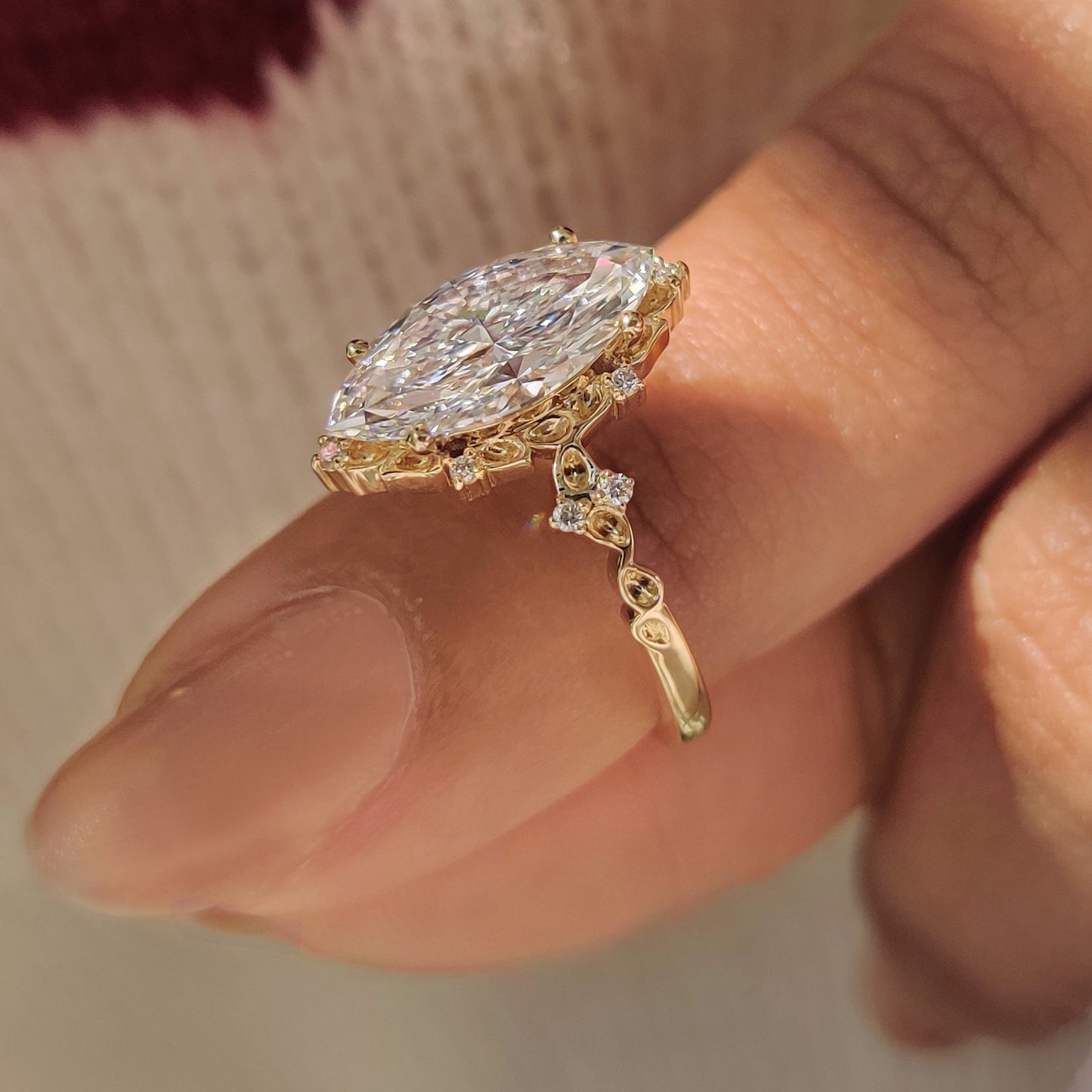 Cushion Hidden Halo Lab Grown Diamond Engagement Ring