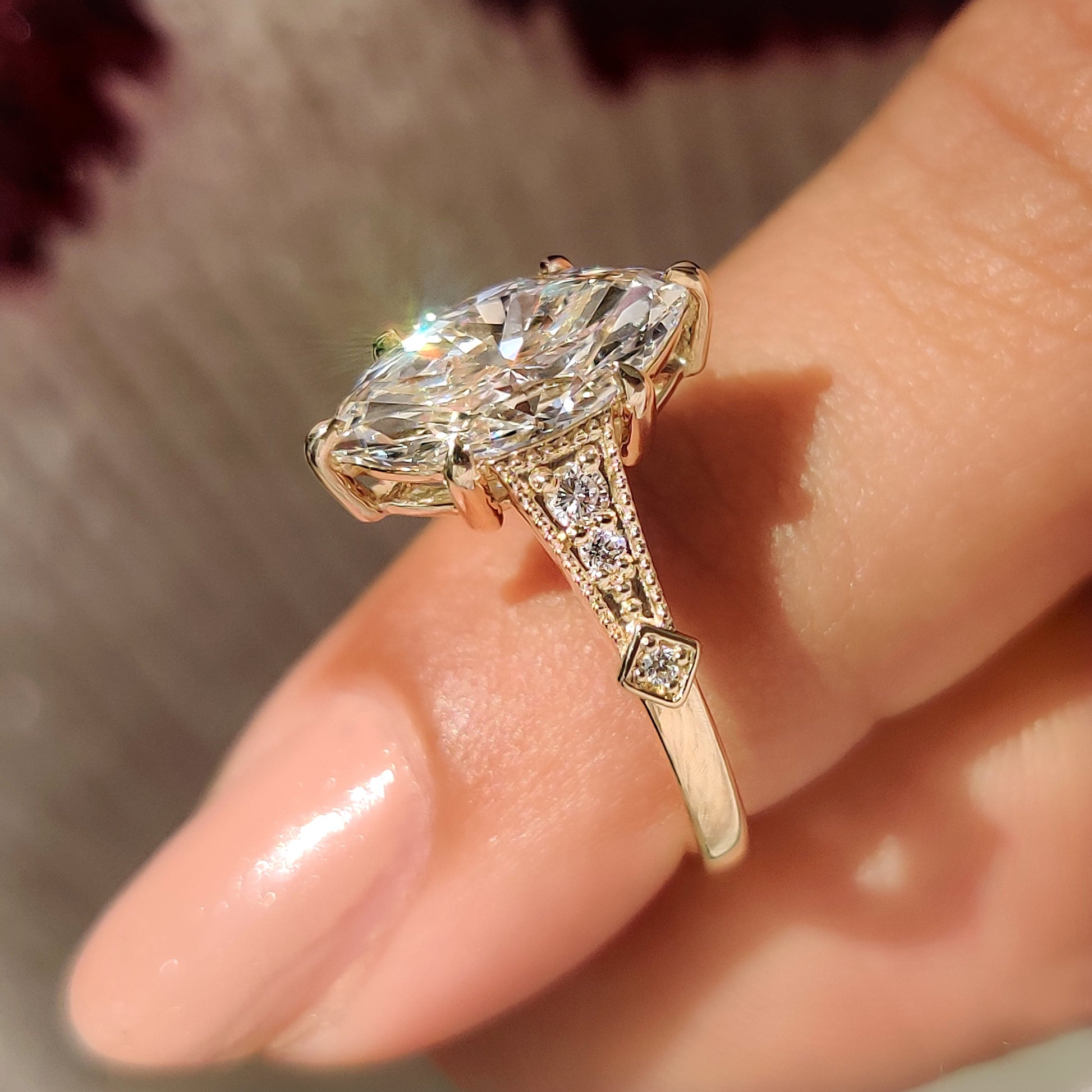 Cushion Hidden Halo Lab Grown Diamond Engagement Ring