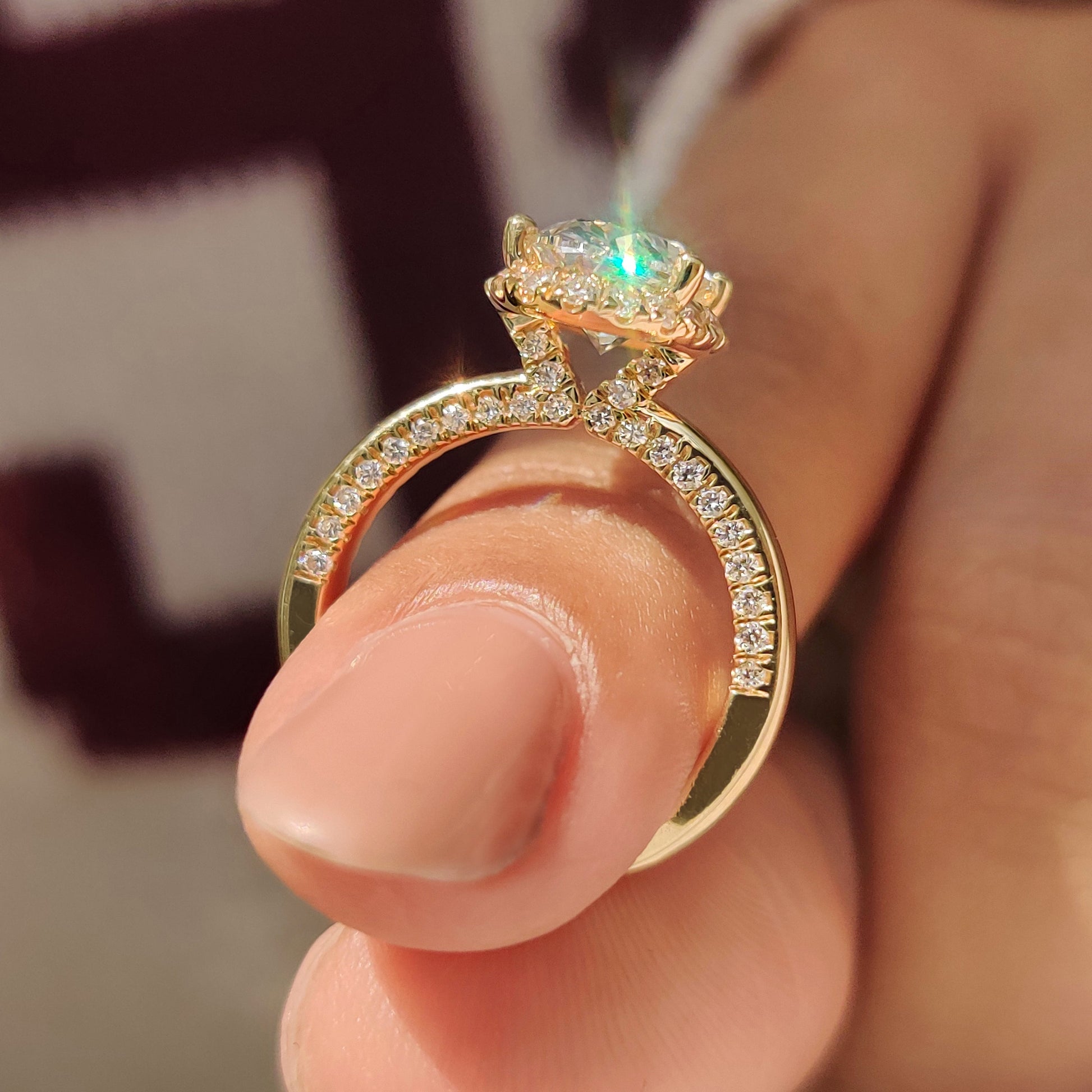 Cushion Hidden Halo Lab Grown Diamond Engagement Ring