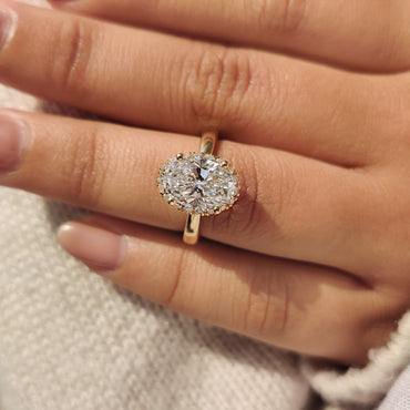 Cushion Hidden Halo Lab Grown Diamond Engagement Ring
