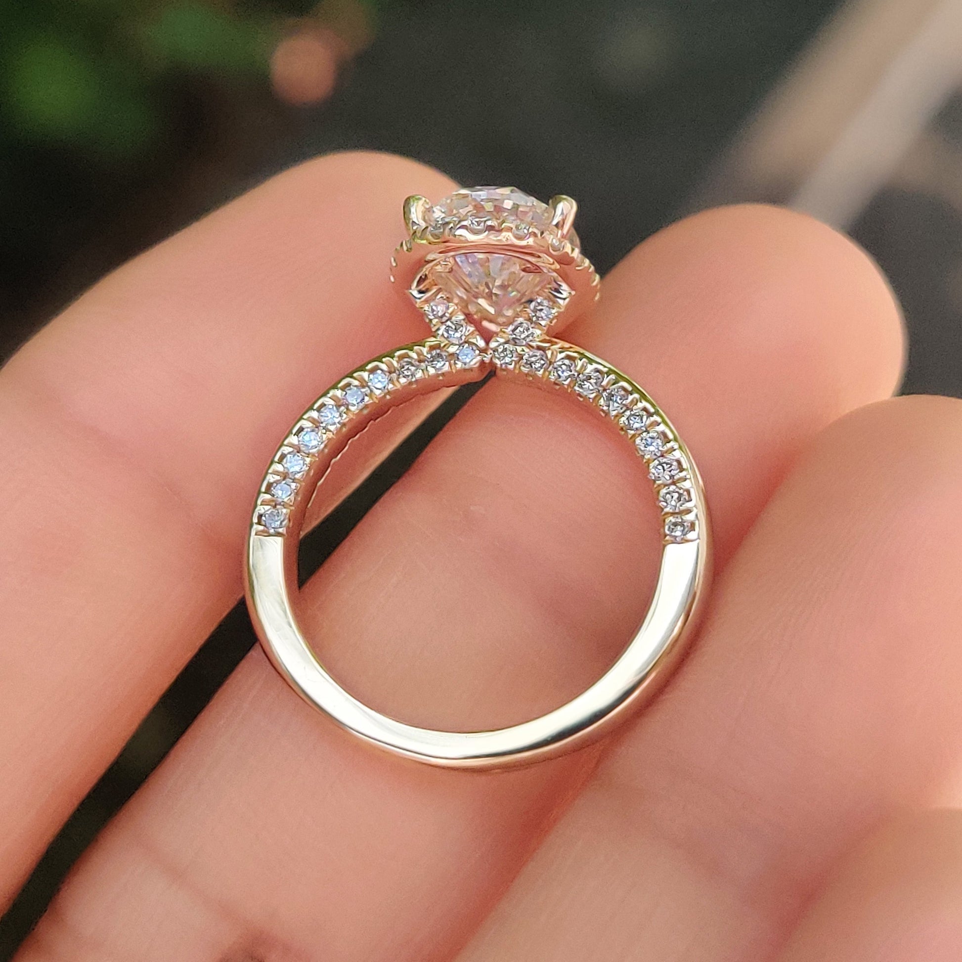 Cushion Hidden Halo Lab Grown Diamond Engagement Ring