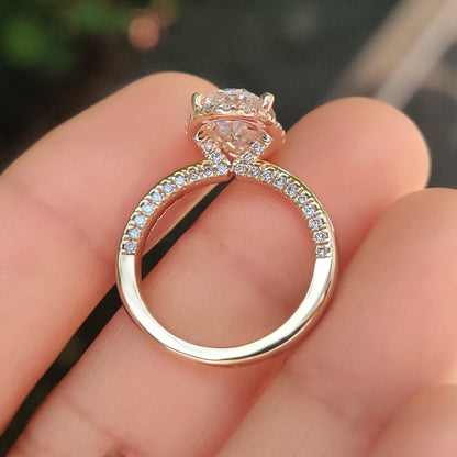 Cushion Hidden Halo Lab Grown Diamond Engagement Ring