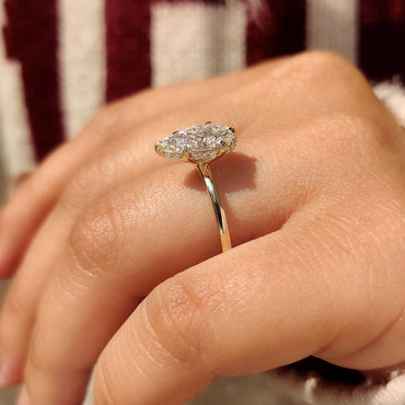 Cushion Hidden Halo Lab Grown Diamond Engagement Ring
