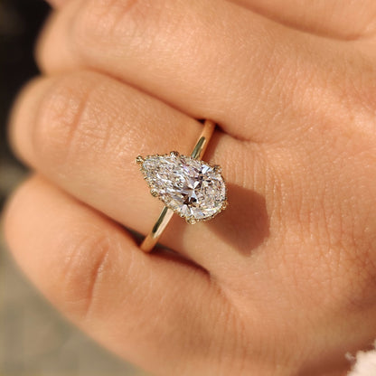 Cushion Hidden Halo Lab Grown Diamond Engagement Ring