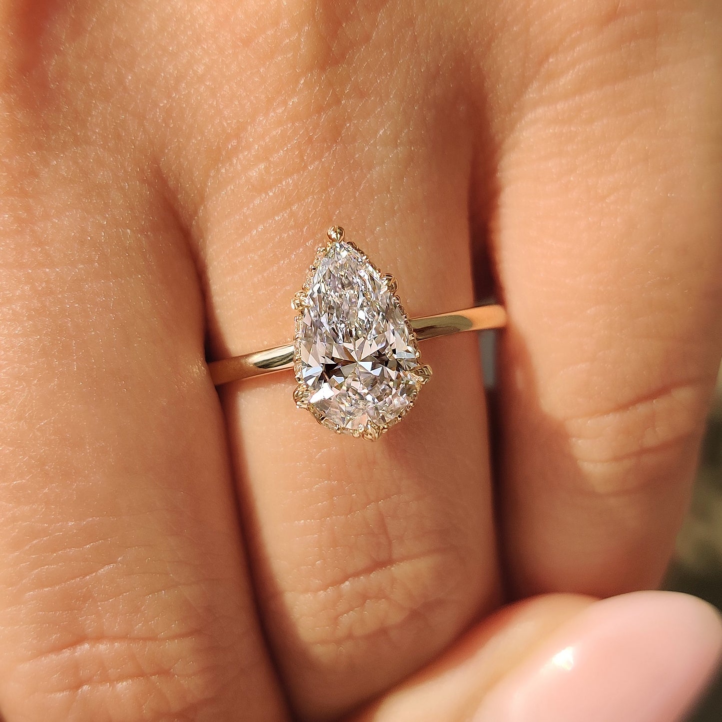 Cushion Hidden Halo Lab Grown Diamond Engagement Ring
