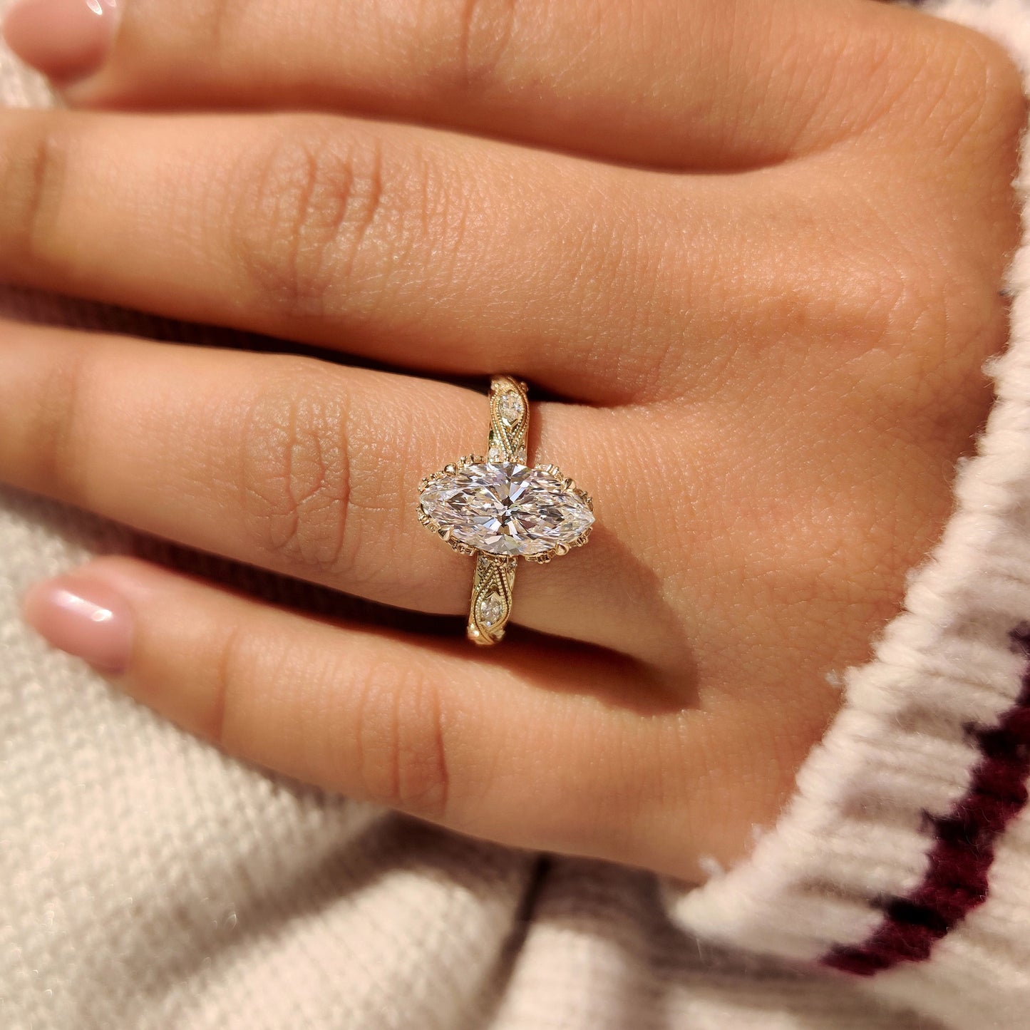Cushion Hidden Halo Lab Grown Diamond Engagement Ring
