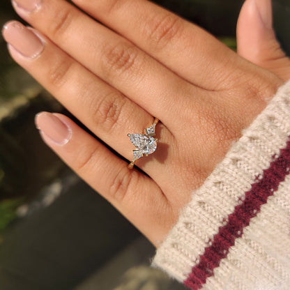 Cushion Hidden Halo Lab Grown Diamond Engagement Ring