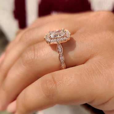 Cushion Hidden Halo Lab Grown Diamond Engagement Ring