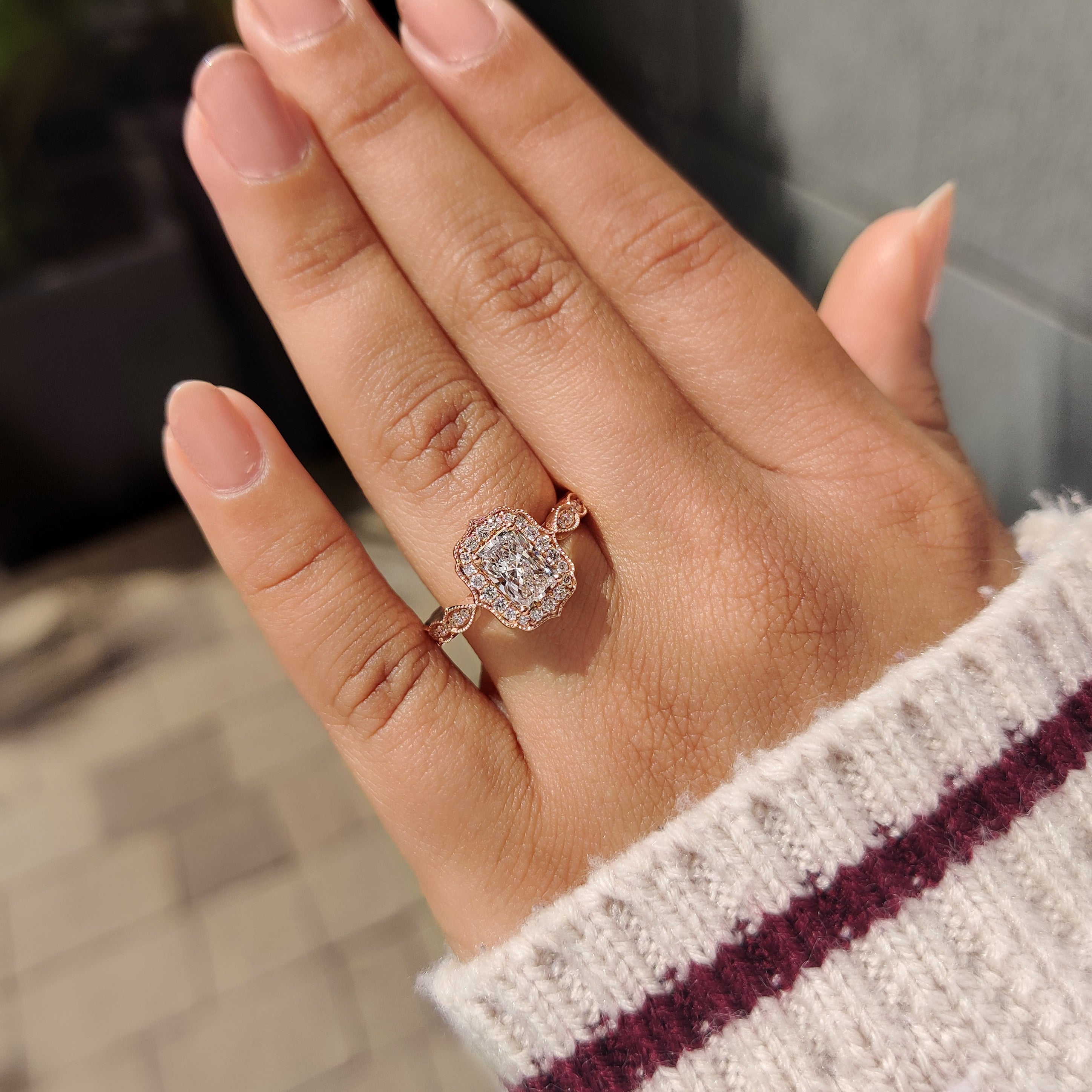 Cushion Hidden Halo Lab Grown Diamond Engagement Ring