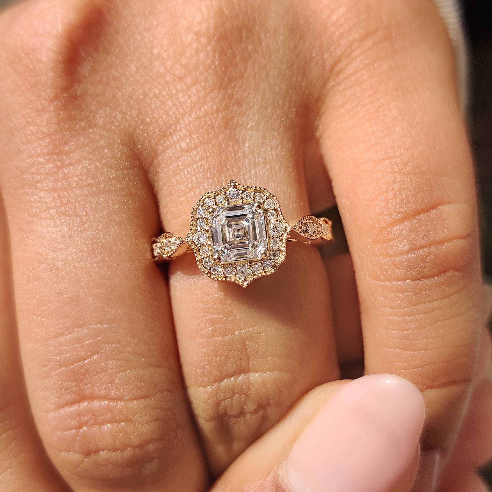 Cushion Hidden Halo Lab Grown Diamond Engagement Ring