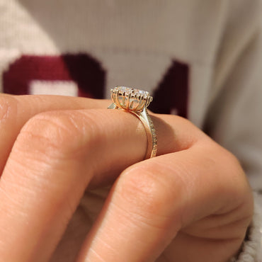 Cushion Hidden Halo Lab Grown Diamond Engagement Ring