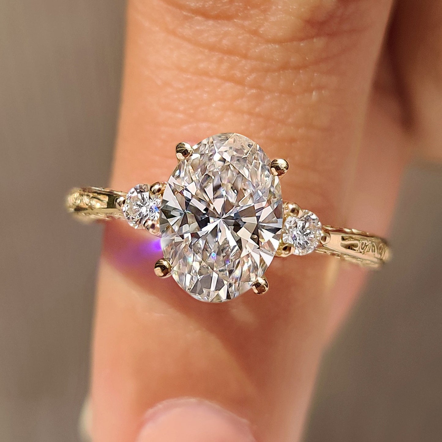 Cushion Hidden Halo Lab Grown Diamond Engagement Ring